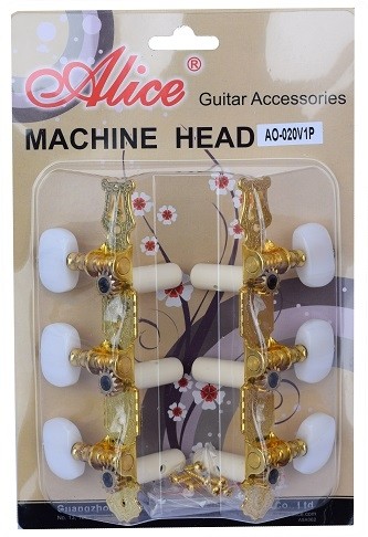 ALICE AOS020V1P MACHINE HEAD SET FOR CLASSICAL GUITAR - SUPERIOR STEEL PLATING - GOLD