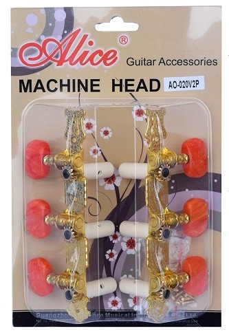 ALICE AOS020V2P MACHINE HEAD SET FOR CLASSICAL GUITAR - SUPERIOR STEEL PLATING - GOLD