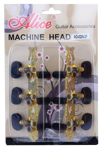 ALICE AOS020V3P MACHINE HEAD SET FOR CLASSICAL GUITAR - SUPERIOR STEEL PLATING - GOLD