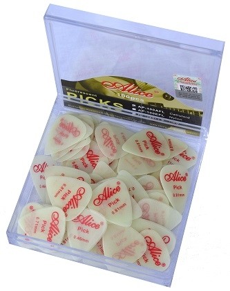 ALICE BOX OF 100 PICKS - GLOW IN THE DARK