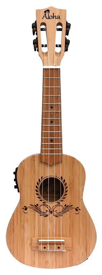 ALOHA UB713E BAMBOO SOLID TOP SIDE&BACK SOPRANO UKULELE WITH ACTIVE EQ + TUNER
