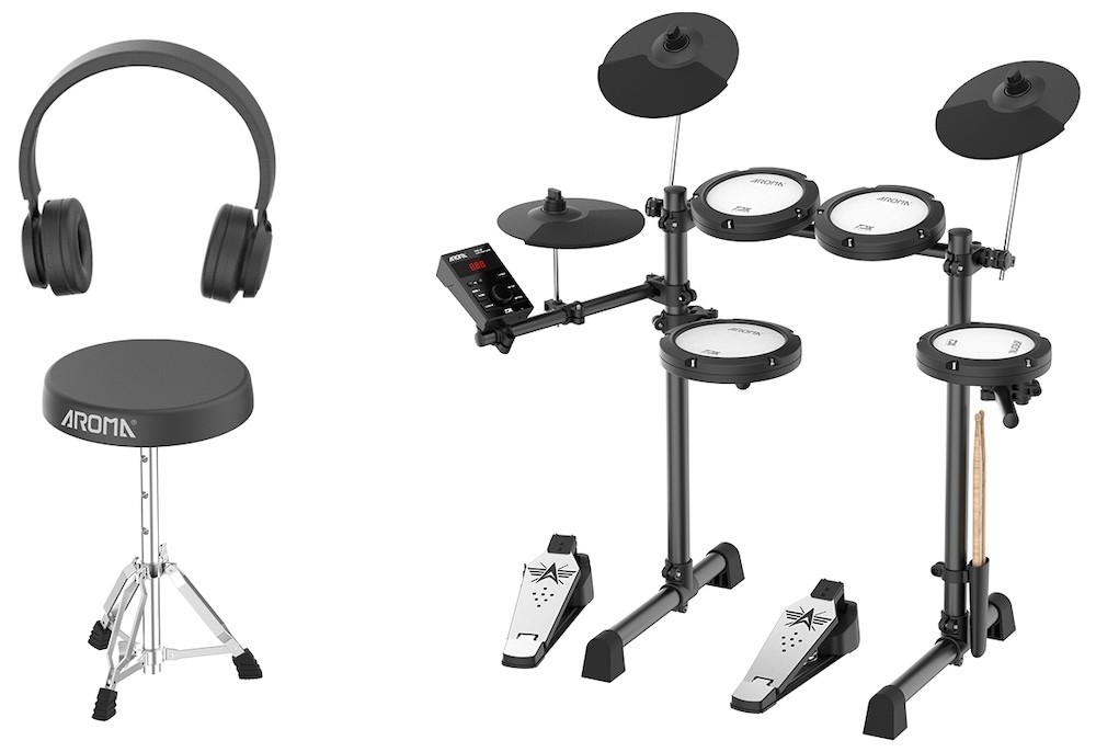 AROMA TDX-18 - E-DRUM WITH MESH HEADS - THRONE AND HEADPHONES INCLUDED
