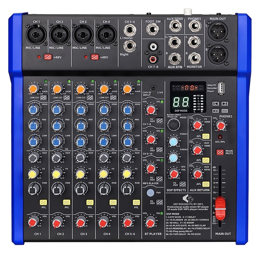 GRF MXE600FX/MP3 6 CHANNEL MIXER WITH 99 EFFECTS AND BLUETOOTH