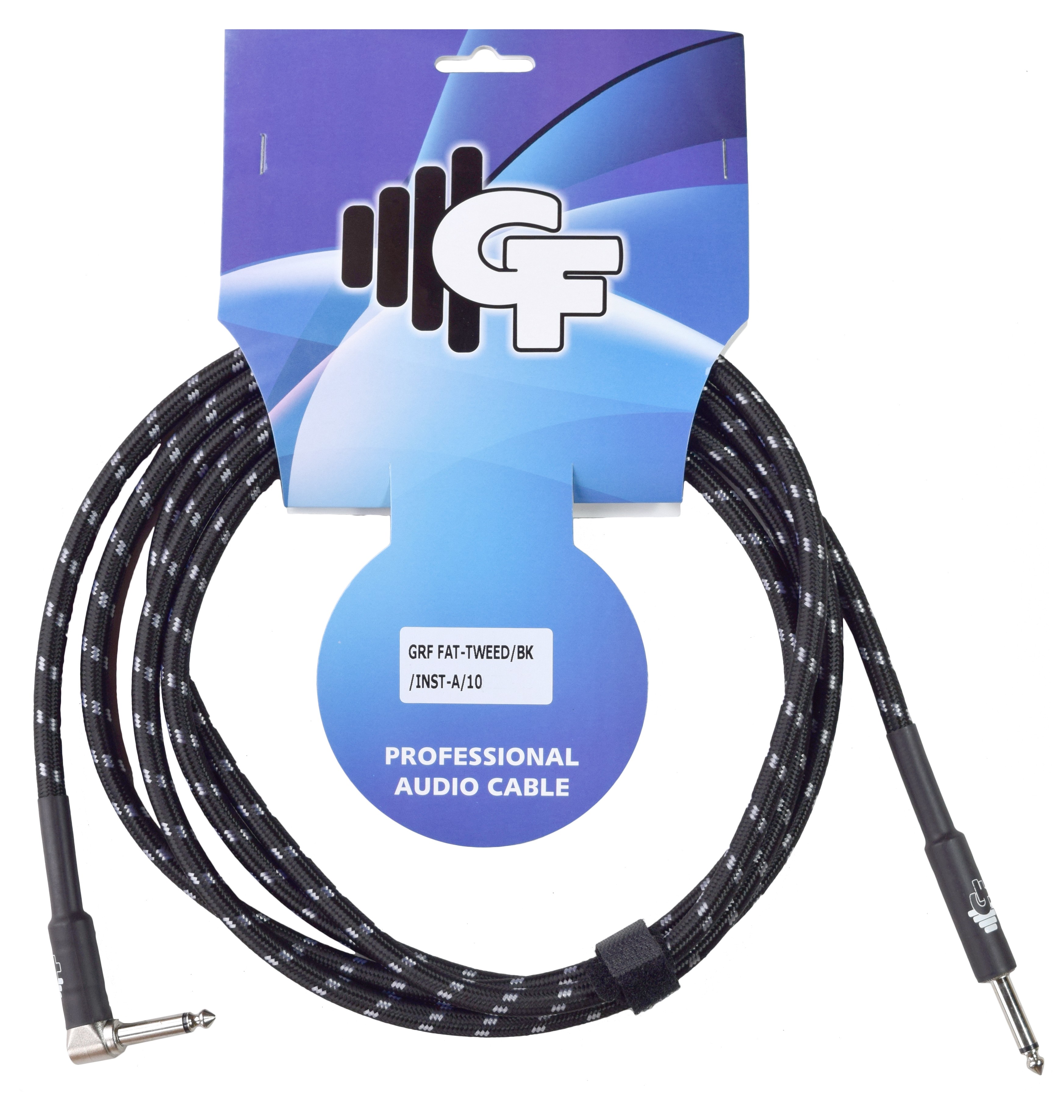 GF TWEED (BLACK) INSTRUMENT CABLE ONE SIDE ANGLE - 10 FEET