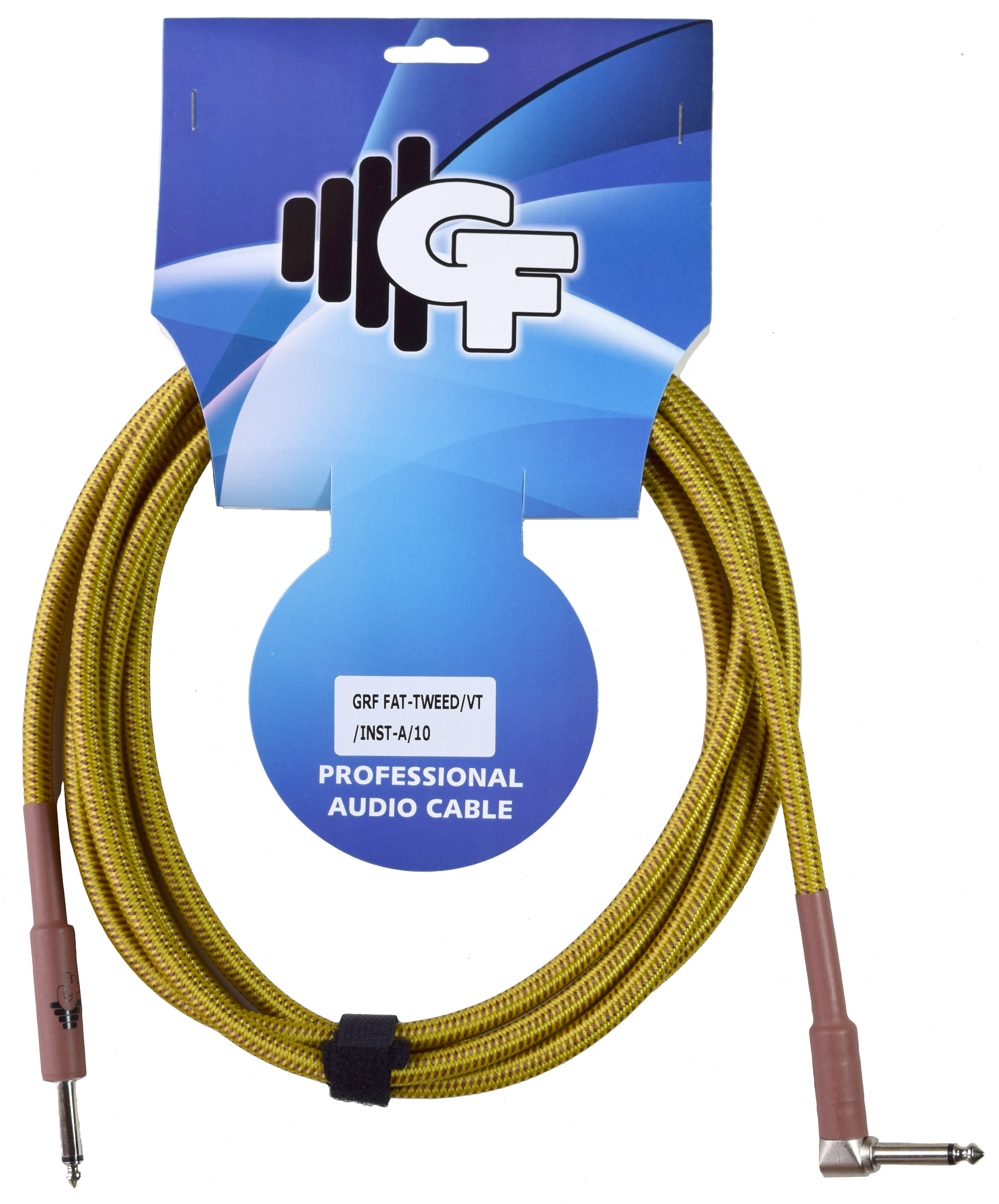 GF TWEED (VINTAGE) INSTRUMENT CABLE ONE SIDE ANGLE - 10 FEET