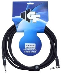 GF TWEED (ALL BLACK) INSTRUMENT CABLE WITH ONE SIDE ANGLE - 10 FEET 