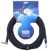 GF TWEED (ALL BLACK) INSTRUMENT CABLE WITH ONE SIDE ANGLE - 20 FEET