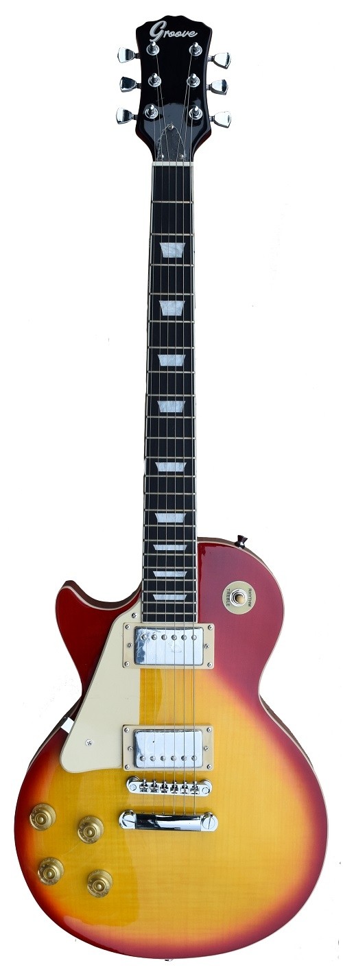 A Groove Lespaul Shaped (LEFT HANDED ) Electric Guitar SET-Neck color Cherry Burst