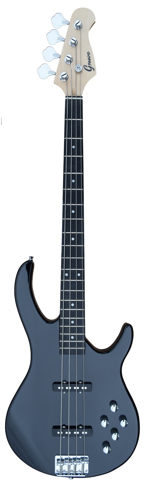 Bass Guitar 4 Strings with Jazz Pickups into Black Color