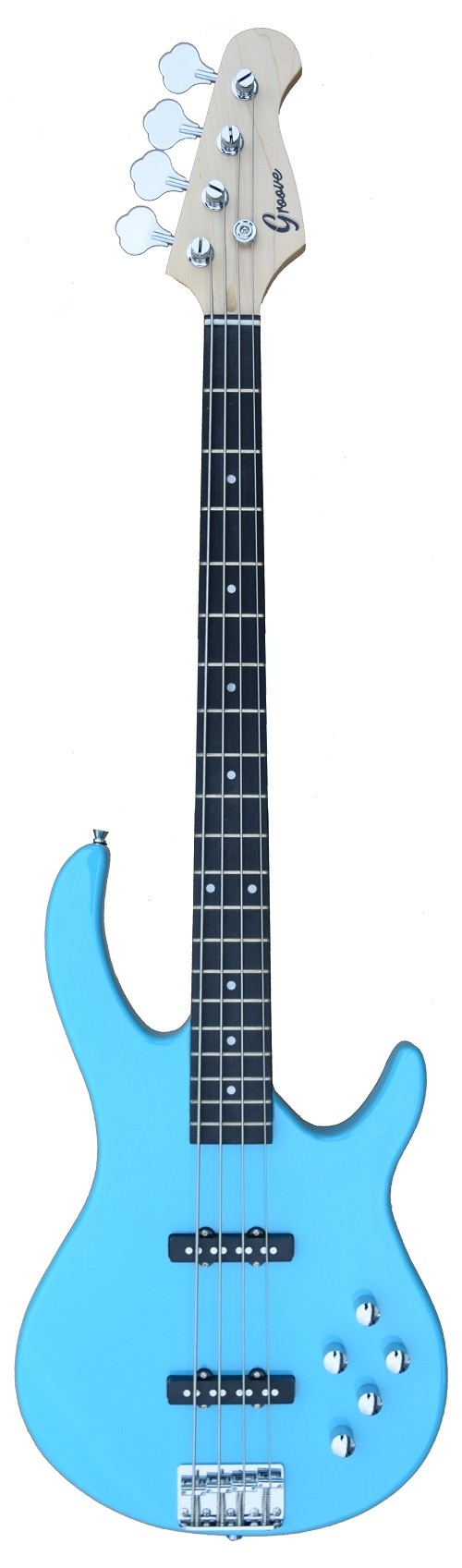 Bass Guitar 4 Strings with Jazz Pickups into Daphne Blue Color