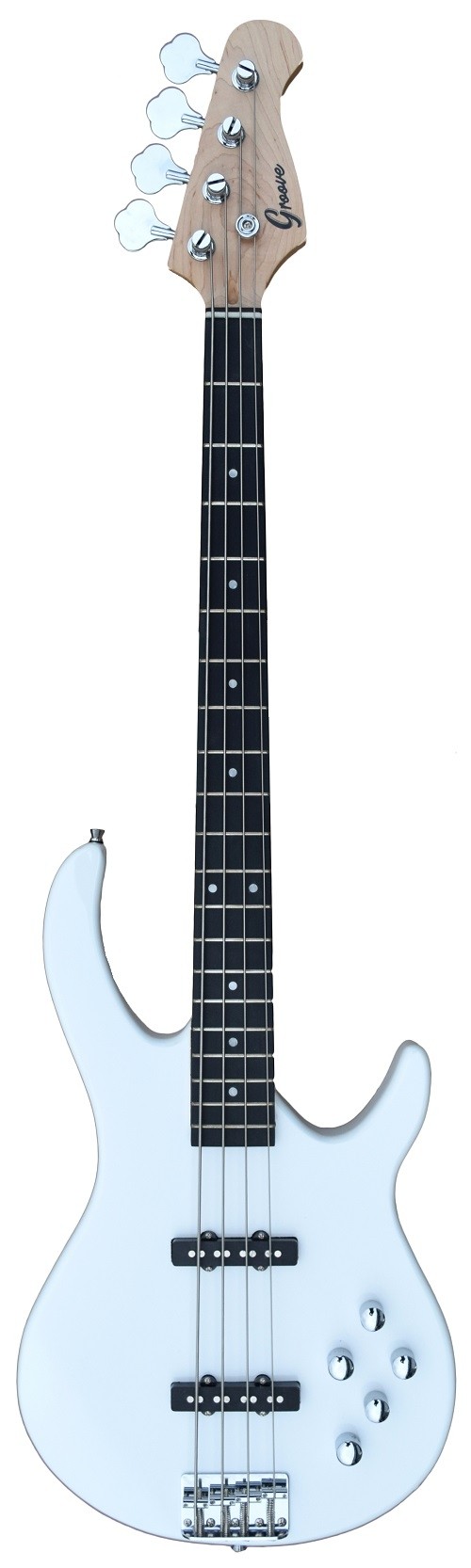 Bass Guitar 4 Strings with Jazz Pickups into White Color