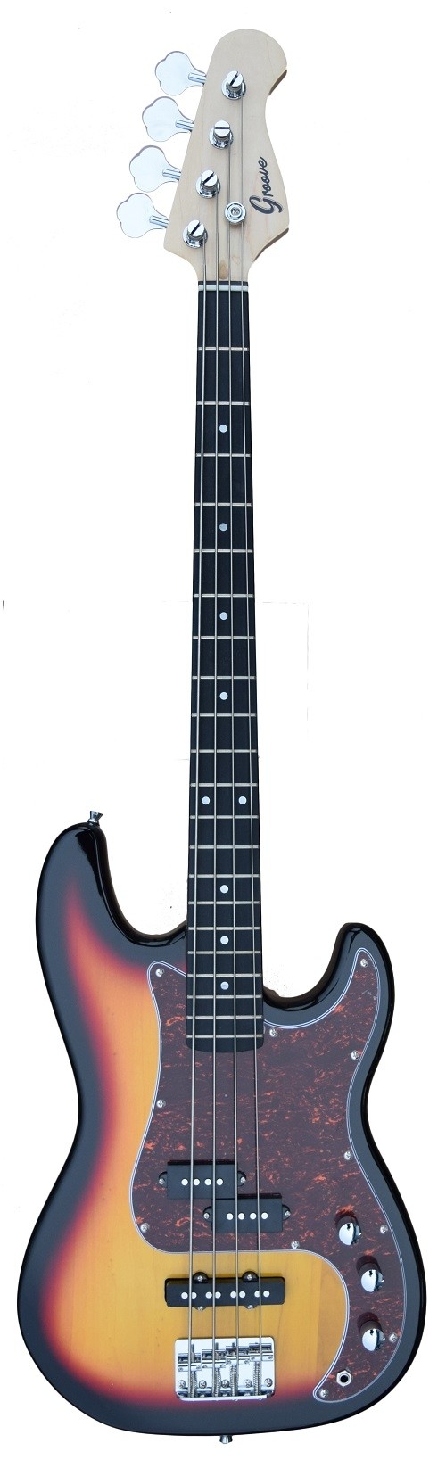 A PJ Bass Guitar 4 Strings (Jazz & Precision pickups) into Sunburst Color