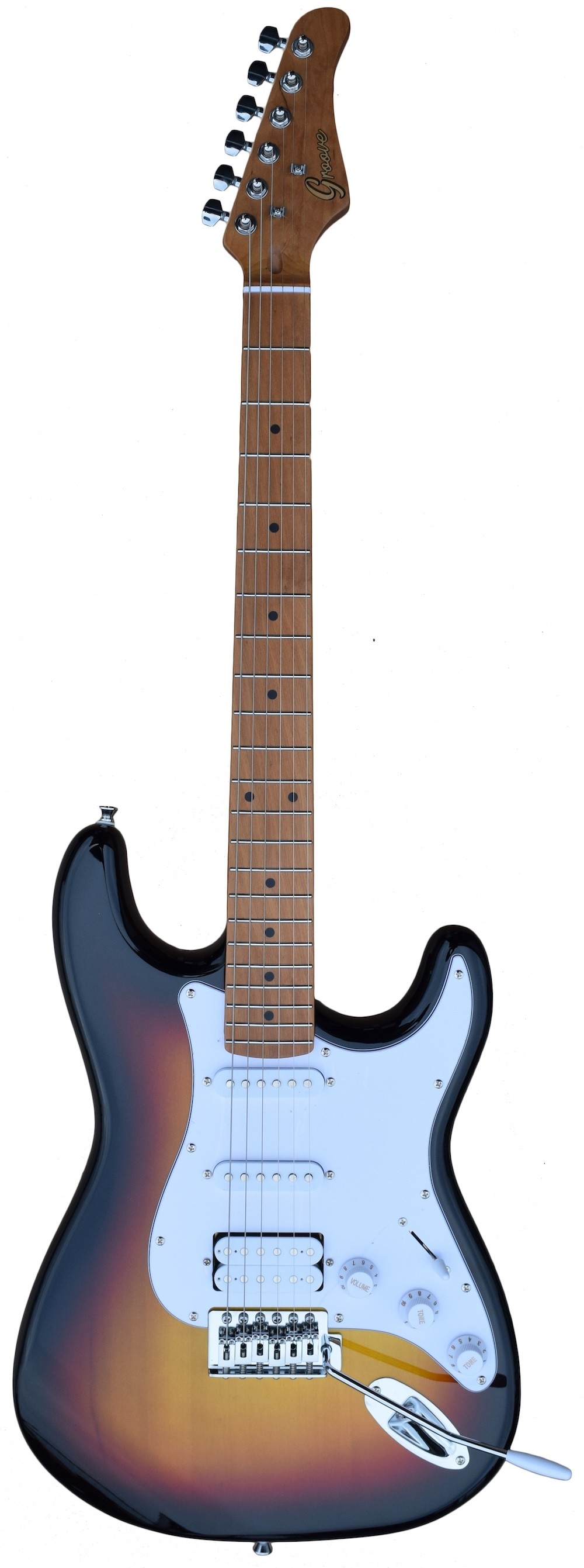 GROOVE SSH5024 STRAT-STYLE ELECTRIC GUITAR WITH ROASTED NECK - SUNBURST FINISH