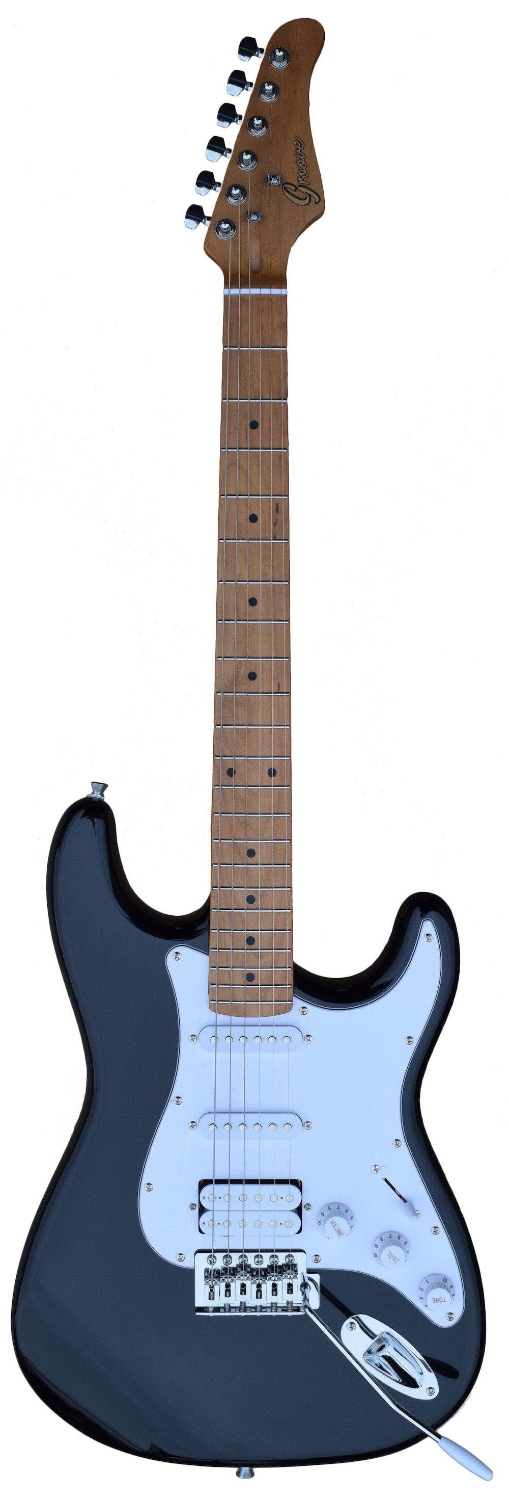 GROOVE SSH5024 STRAT-STYLE ELECTRIC GUITAR WITH ROASTED NECK - BLACK FINISH