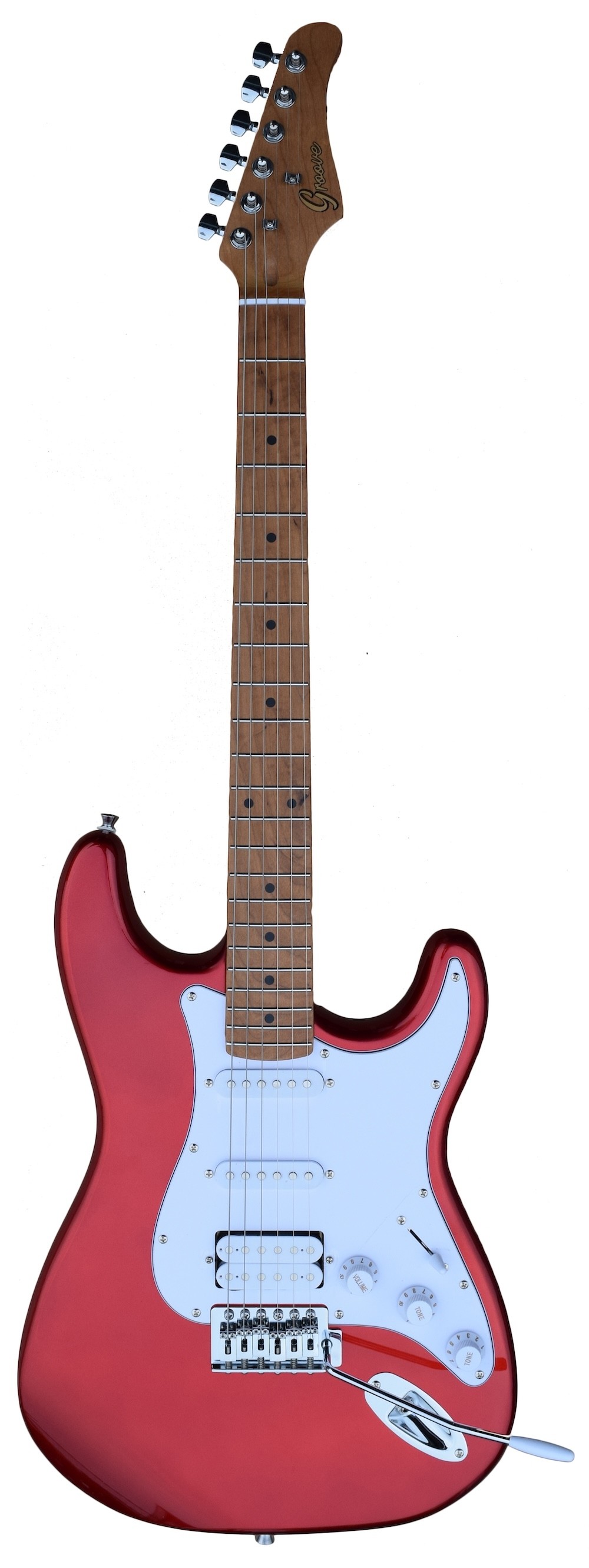 GROOVE SSH5024 STRAT-STYLE ELECTRIC GUITAR WITH ROASTED NECK - METALLIC RED FINISH