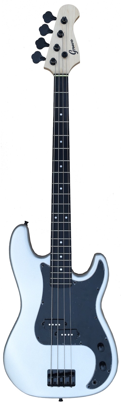 GROOVE P2024 PRECISION SHAPED BASS - METALLIC SILVER W/ BLACK HARDWARE