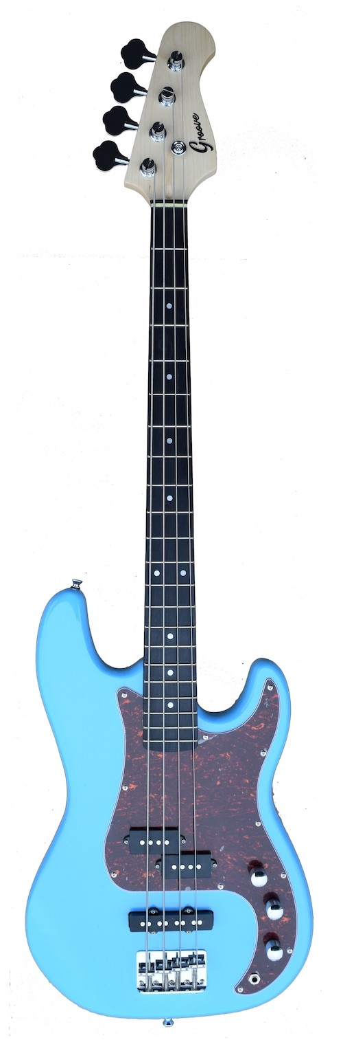 A PJ Bass Guitar 4 Strings (Jazz & Precision pickups) into Light-Blue Color