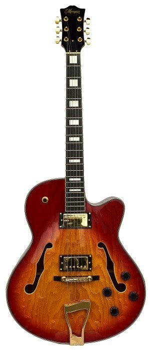 LEMARQUIS F4000 HOLLOW BODY GUITAR - CHERRY BURST