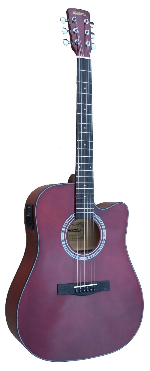 MADERA SPAGA41CEQ CUTAWAY FULL SIZE ACOUSTIC GUITAR WITH PICKUP - RED-BROWN HI-GLOSS