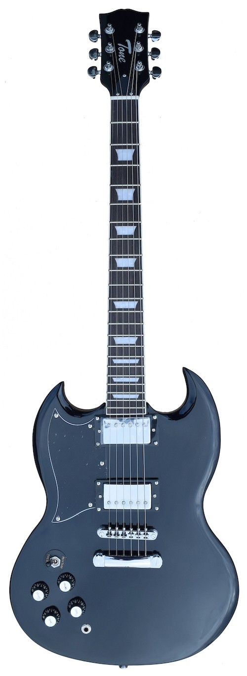 A TONE LEFT HANDED SG SHAPE ELECTRIC GUITAR - BLACK