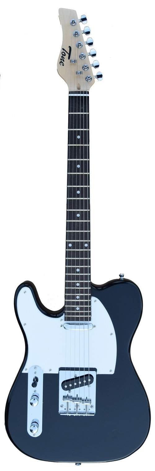 A TONE TELECASTER SHAPED LEFT HANDED ELECTRIC GUITAR INTO BLACK COLOR