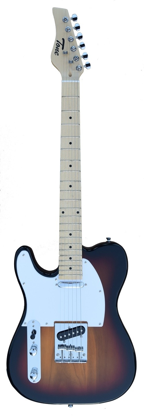 A TONE TELECASTER SHAPED LEFT HANDED ELECTRIC GUITAR INTO SUNBURST COLOR