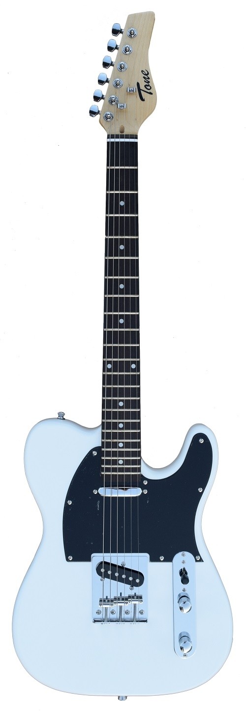 A TONE TELECASTER SHAPED ELECTRIC GUITAR INTO WHITE COLOR