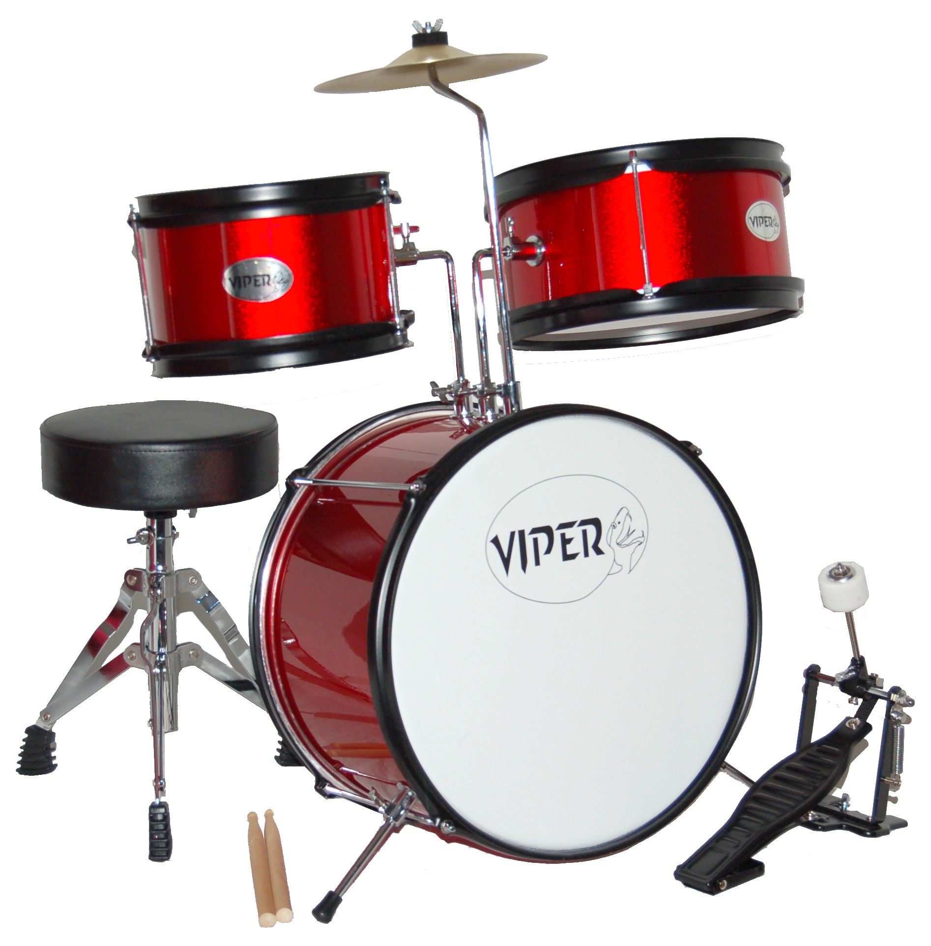 VIPER 3-PIECE JUNIOR DRUMKIT IN METALLIC RED